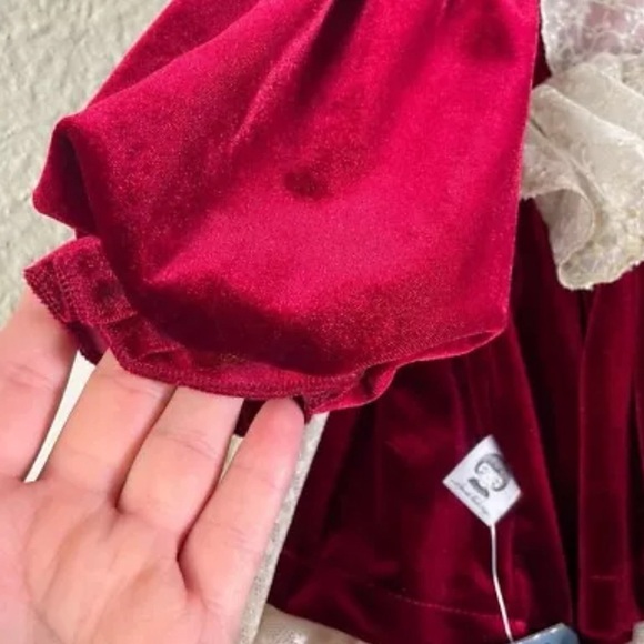 Velvet Lace Ball Gown Dress Toddler Girls 2T TuTu Bow Belt Holiday Traditional - Picture 5 of 14